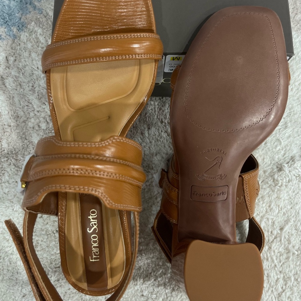 Franco Sarto Women's Brown Block Heel Sandals - Picture 2 of 6